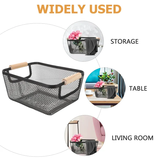 Small Rectangular Black Wire Baskets For Metal Mesh Basket Storage Bins Bathroom ganizer Farmhouse Decorative Baskets With 6