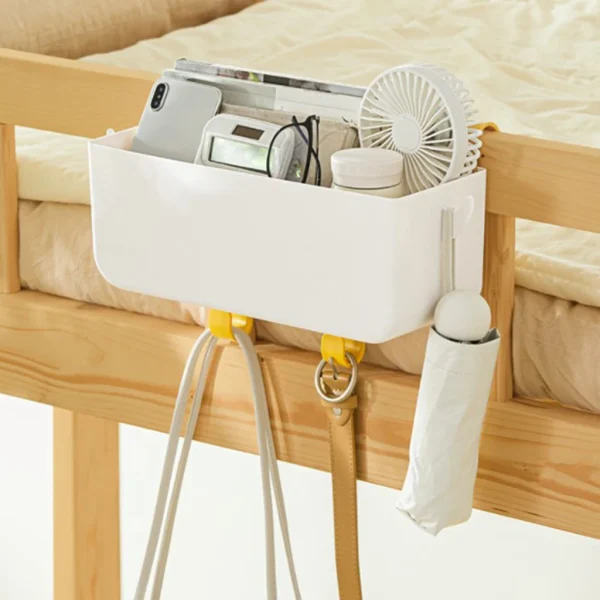 Student Dormitory Bedside Storage Hanging Basket With Hook Large Capacity Partitioned Storage Hanging Storage Box Organizer 2