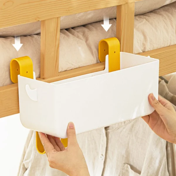 Student Dormitory Bedside Storage Hanging Basket With Hook Large Capacity Partitioned Storage Hanging Storage Box Organizer 5
