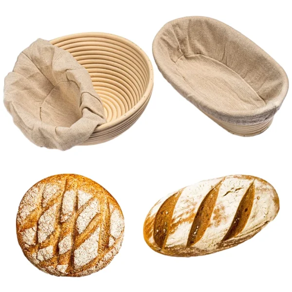 Round or Oval Banneton With Liner Bread Proofing Basket Natural Rattan Basket Baking Utensils Bread Baskets Fermentation Tools 2