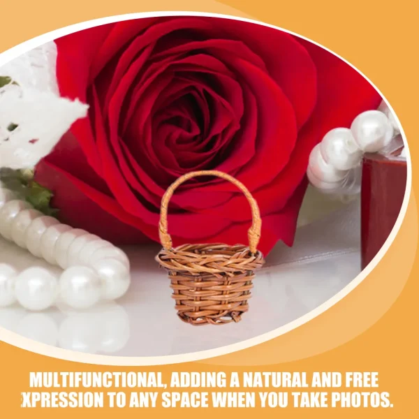 12 Pcs Mini Shopping Basket Stylish Rattan Model Miniature Flower Portable Handheld Decorative House Baskets 3