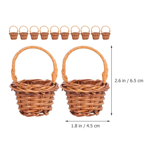 12 Pcs Mini Shopping Basket Stylish Rattan Model Miniature Flower Portable Handheld Decorative House Baskets 6