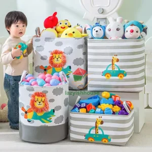 Folding Storage Basket Linen Storage Fabric Wardrobe Office Bedroom Closet Toys Laundry Basket With Handle Storage Organizer new 1