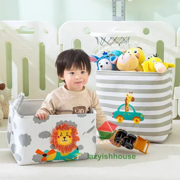Folding Storage Basket Linen Storage Fabric Wardrobe Office Bedroom Closet Toys Laundry Basket With Handle Storage Organizer new 3