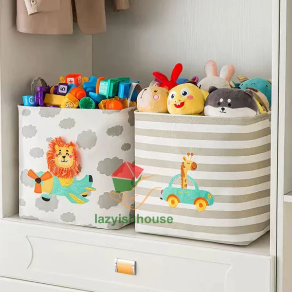 Folding Storage Basket Linen Storage Fabric Wardrobe Office Bedroom Closet Toys Laundry Basket With Handle Storage Organizer new 5
