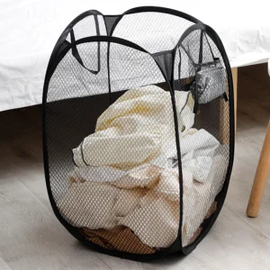 Dirty Clothes Basket Large Capacity Mesh Laundry Basket Ventilated Foldable Easy Storage Portable Bathroom Clothes Organizer Bag 1