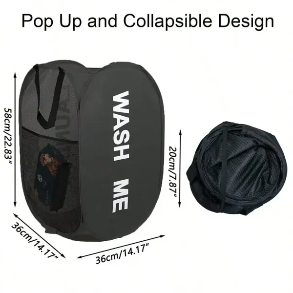 Portable Mesh Pop Up Laundry Hamper Wide Opening Breathable Collapsible Space-Saving Laundry Basket Dorm Travel Bathroom Items 3