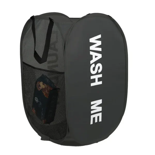 Portable Mesh Pop Up Laundry Hamper Wide Opening Breathable Collapsible Space-Saving Laundry Basket Dorm Travel Bathroom Items 5