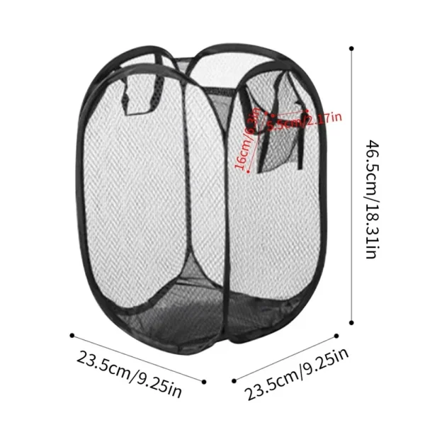 Portable Mesh Pop Up Laundry Hamper Wide Opening Breathable Collapsible Space-Saving Laundry Basket Dorm Travel Bathroom Items 6