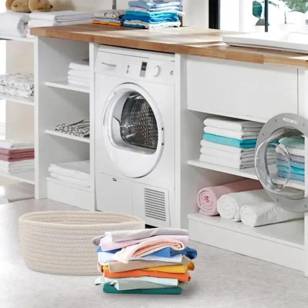 Dog Toy Basket Cotton Rope Dog Toy Bin Toy Storage Basket Toy Basket Woven Basket With Handles For Living Room Bedroom 3