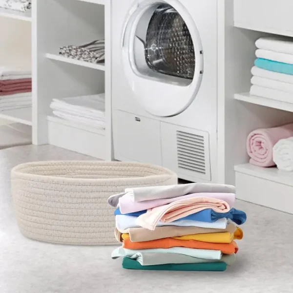 Dog Toy Basket Cotton Rope Dog Toy Bin Toy Storage Basket Toy Basket Woven Basket With Handles For Living Room Bedroom 5