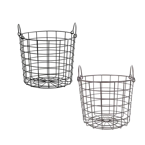 Iron Wire Storage Basket with Handles Large Round Newspaper Basket Multifunctional for Closet Bedroom Living Room Home Cabinet 2