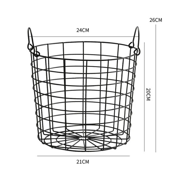 Iron Wire Storage Basket with Handles Large Round Newspaper Basket Multifunctional for Closet Bedroom Living Room Home Cabinet 6