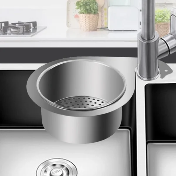 Space Saving Stainless Steel Strainer Basket Kitchen Sink Garbage Filter Swan Dry and Wet Separation Hook Drain Rack 2