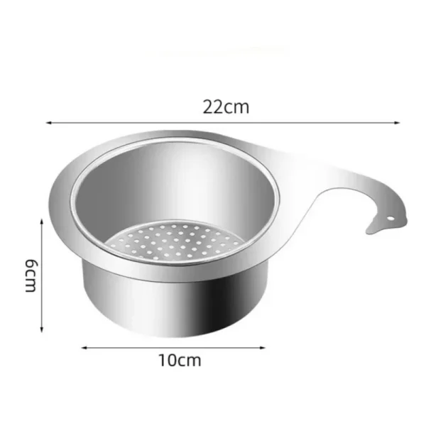 Space Saving Stainless Steel Strainer Basket Kitchen Sink Garbage Filter Swan Dry and Wet Separation Hook Drain Rack 6