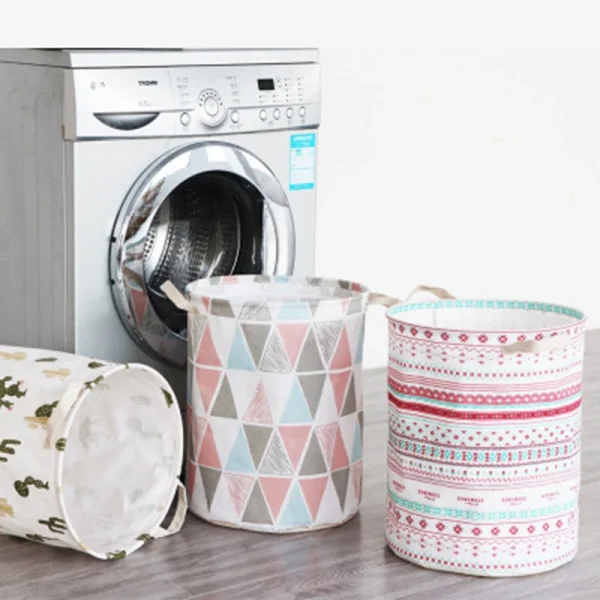 Folding Dirty Laundry Basket 1 PC Kids Toys Organizer Waterproof  Cotton Linen Large Capacity Clothes Storage Bag Laundry Basket 1