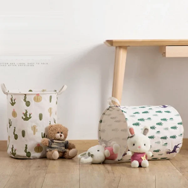 Folding Dirty Laundry Basket 1 PC Kids Toys Organizer Waterproof  Cotton Linen Large Capacity Clothes Storage Bag Laundry Basket 2