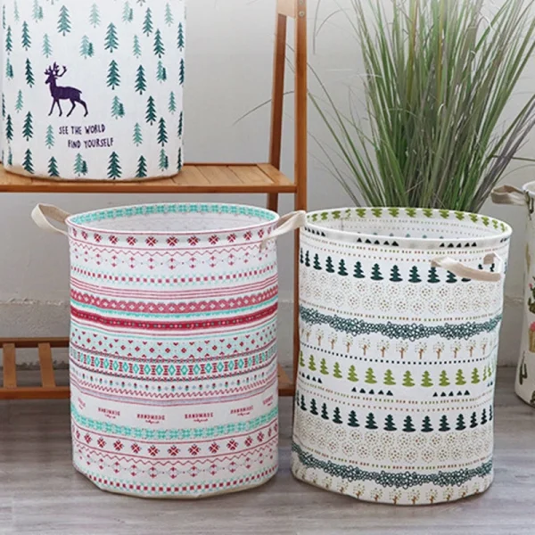 Folding Dirty Laundry Basket 1 PC Kids Toys Organizer Waterproof  Cotton Linen Large Capacity Clothes Storage Bag Laundry Basket 3