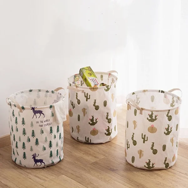 Folding Dirty Laundry Basket 1 PC Kids Toys Organizer Waterproof  Cotton Linen Large Capacity Clothes Storage Bag Laundry Basket 5