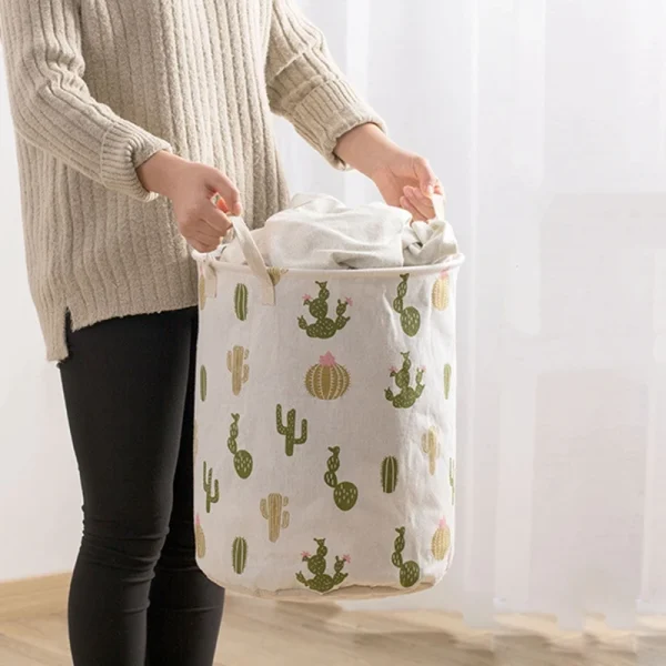 Folding Dirty Laundry Basket 1 PC Kids Toys Organizer Waterproof  Cotton Linen Large Capacity Clothes Storage Bag Laundry Basket 6