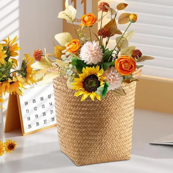 Natural Desktop Decoration Hand-woven Plant Storage Basket for home storage Flower Pot Container Decoration straw Basket 2