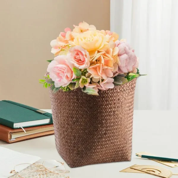 Natural Desktop Decoration Hand-woven Plant Storage Basket for home storage Flower Pot Container Decoration straw Basket 4