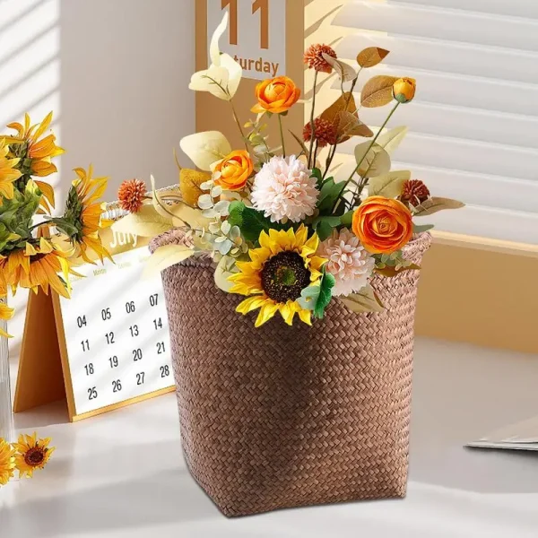 Natural Desktop Decoration Hand-woven Plant Storage Basket for home storage Flower Pot Container Decoration straw Basket 5