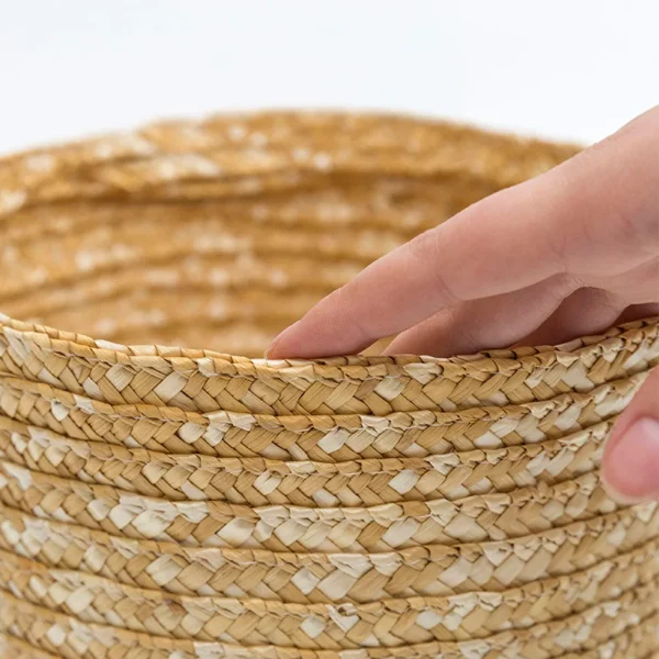 Original Handmade Straw Woven Basket With Lid Plant Basket Snack Storage Box Flower Organizer Basket DIY Gift Eco-friendly 5