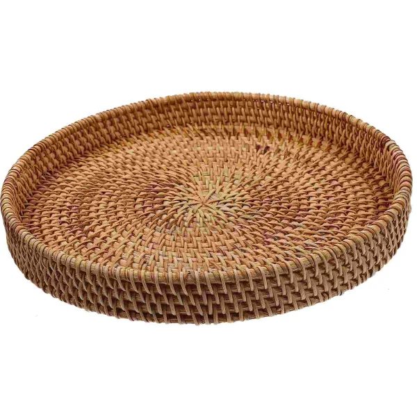 Multifunction Rattan Storage Basket Food Tray Woven Bread Multi-function Coffee 1
