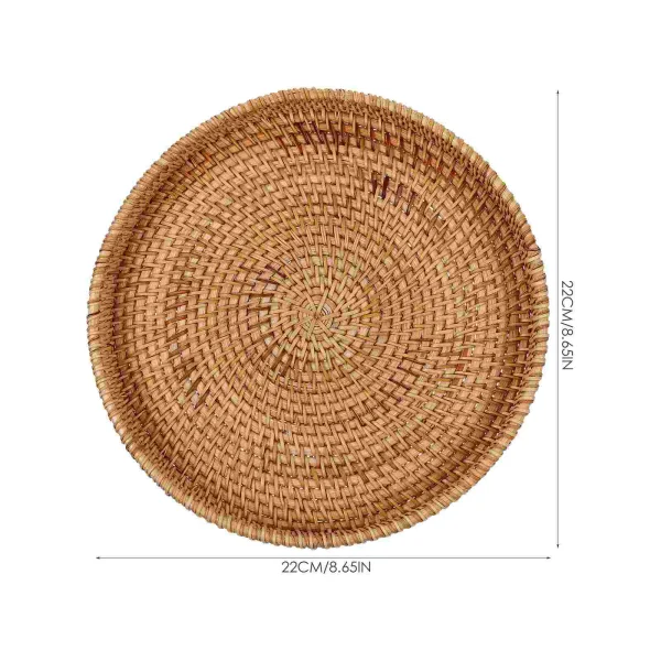 Multifunction Rattan Storage Basket Food Tray Woven Bread Multi-function Coffee 6