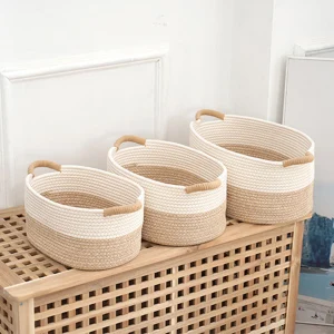 Rope Woven Baskets for Organizing Storage Basket Basket Portable Gift Basket Empty for Bathroom Home Nursery Desktop Books 1