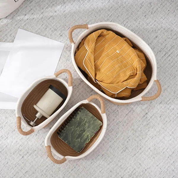 Rope Woven Baskets for Organizing Storage Basket Basket Portable Gift Basket Empty for Bathroom Home Nursery Desktop Books 3