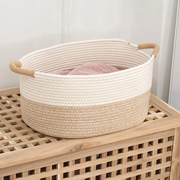 Rope Woven Baskets for Organizing Storage Basket Basket Portable Gift Basket Empty for Bathroom Home Nursery Desktop Books 5