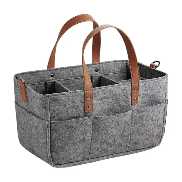 Felt PU Handheld Storage Bag Multi functional Foldable Handbag, Miscellaneous Storage Basket 2