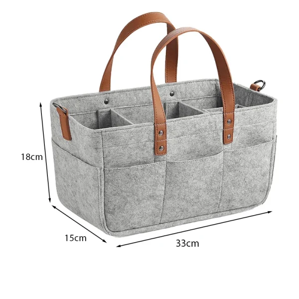 Felt PU Handheld Storage Bag Multi functional Foldable Handbag, Miscellaneous Storage Basket 3