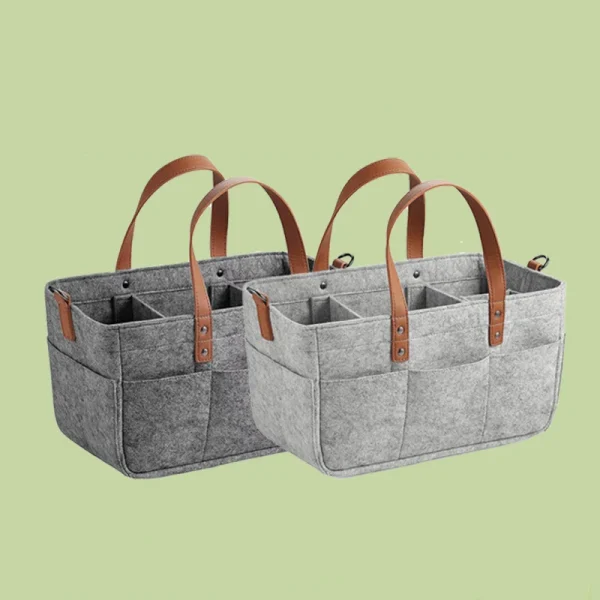 Felt PU Handheld Storage Bag Multi functional Foldable Handbag, Miscellaneous Storage Basket 6