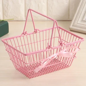 1PCS Iron Mini pink Basket for Girl Storage Iron Basket Desktop Finishing For Jewelry Cosmetics Parts For Home Company Outdoor 1