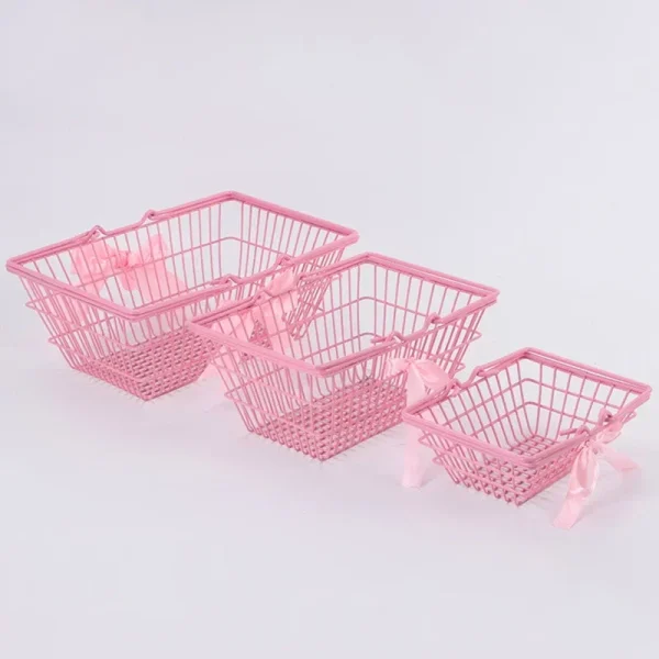 1PCS Iron Mini pink Basket for Girl Storage Iron Basket Desktop Finishing For Jewelry Cosmetics Parts For Home Company Outdoor 2