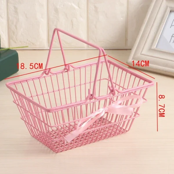1PCS Iron Mini pink Basket for Girl Storage Iron Basket Desktop Finishing For Jewelry Cosmetics Parts For Home Company Outdoor 3