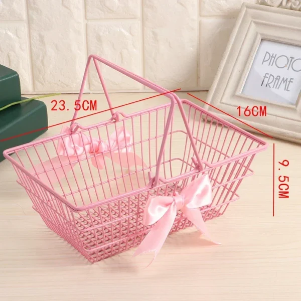 1PCS Iron Mini pink Basket for Girl Storage Iron Basket Desktop Finishing For Jewelry Cosmetics Parts For Home Company Outdoor 4