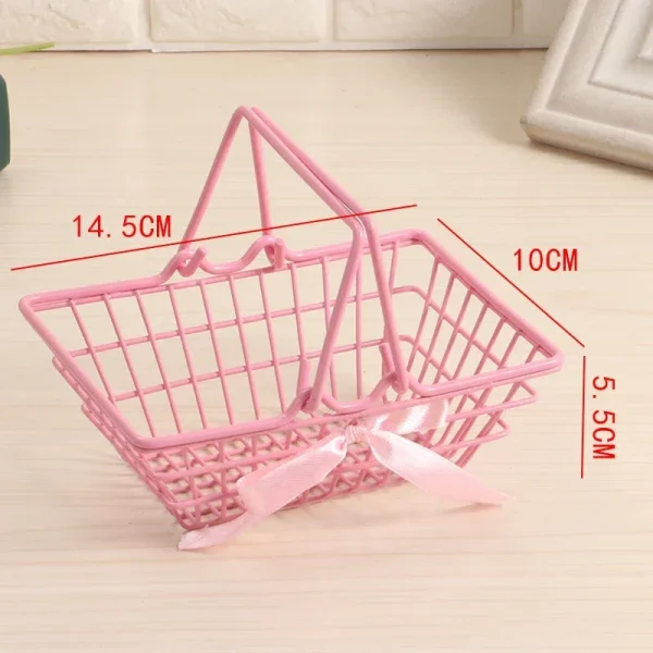 1PCS Iron Mini pink Basket for Girl Storage Iron Basket Desktop Finishing For Jewelry Cosmetics Parts For Home Company Outdoor 5