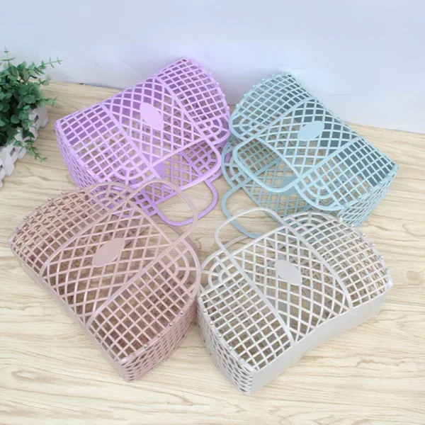Kitchen Storage Basket Hollow Portable Shower Bath Baskets Desktop Fruit Hanging Child Toys Snack Plastic Organizer 2