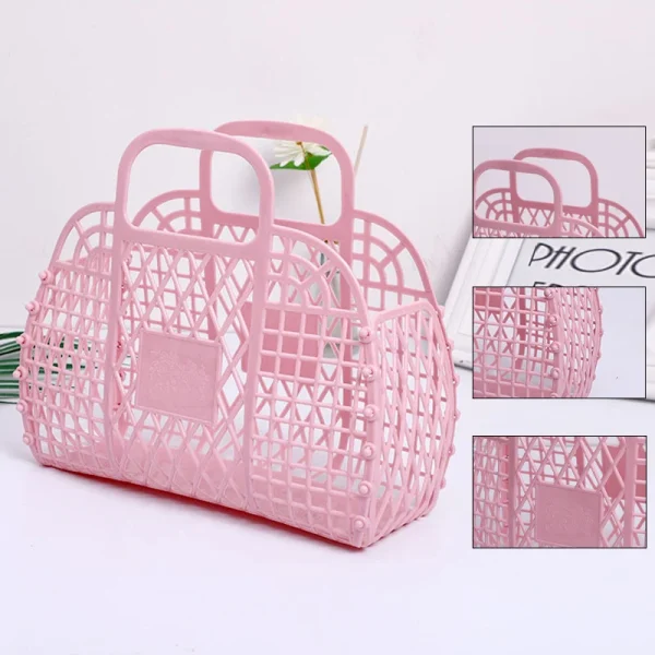 Kitchen Storage Basket Hollow Portable Shower Bath Baskets Desktop Fruit Hanging Child Toys Snack Plastic Organizer 5