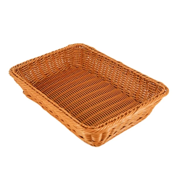 Handwoven Rectangular Rattan Wicker Basket Fruit Tea Snack Bread Picnic Cosmetic Storage Box Kitchen Supplies Household Tools 2