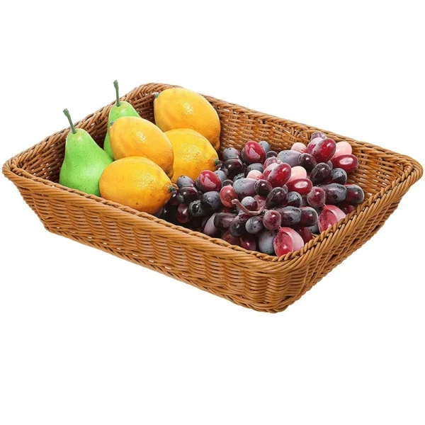 Handwoven Rectangular Rattan Wicker Basket Fruit Tea Snack Bread Picnic Cosmetic Storage Box Kitchen Supplies Household Tools 3