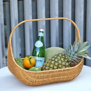 Wicker Picnic Basket Handle Empty Gift Basket Weaving Rattan Fruit Hand Basket Wedding Wine Imitation Rattan Gift Tray Holder 1