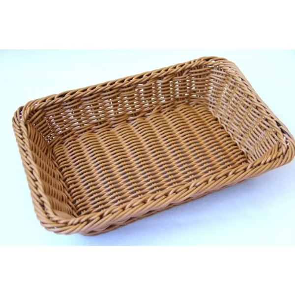 Hand-woven Imitation Rattan Wicker Basket Rectangular Storage Box Fruit Tea Snack Bread Basket Cosmetic House Kitchen Supplies 5