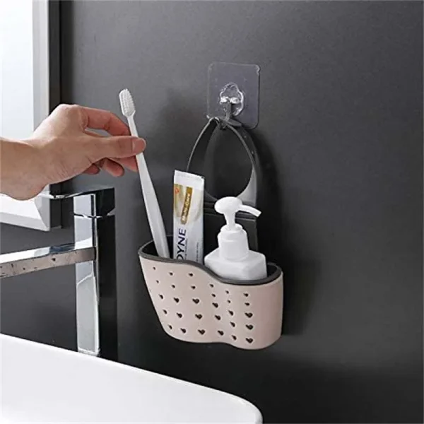 Sink Draining Hanging Basket Adjustable Kitchen Accessories Rubber Sink Bag Soap Sponge Shelf Faucet Holder for Bathroom 1PC 5