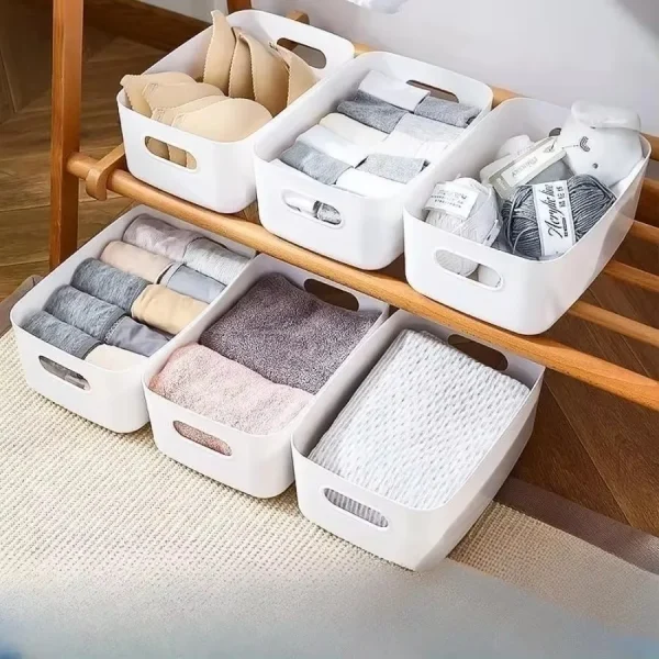 Storage Box Household Drawer Plastic Storage Desktop Storage Box Cosmetics Grocery Snack Storage Basket Kitchen 2