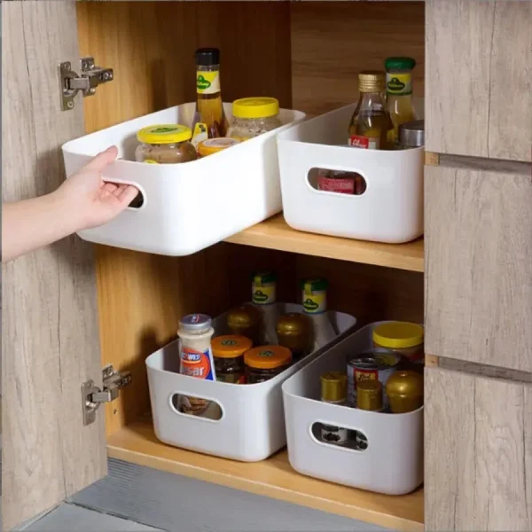 Storage Box Household Drawer Plastic Storage Desktop Storage Box Cosmetics Grocery Snack Storage Basket Kitchen 3